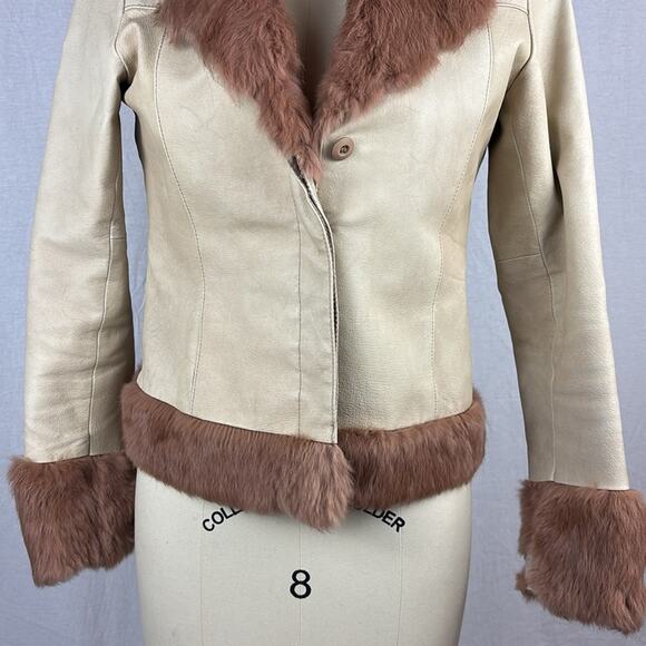 Vero Moda Y2K Leather & Fur Trim Jacket - Picture 3 of 10